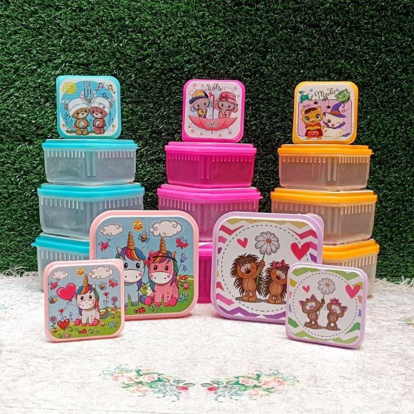 ظرف غذا 4 تکه چاپدار دیانا